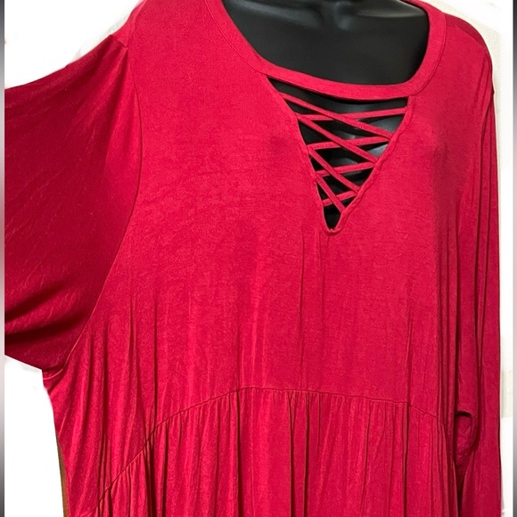 🌟SALE🌟🌺TORRID SUPER SOFT KNITS Choker Criss Cross Front Babydoll Top🌺 - Picture 6 of 16